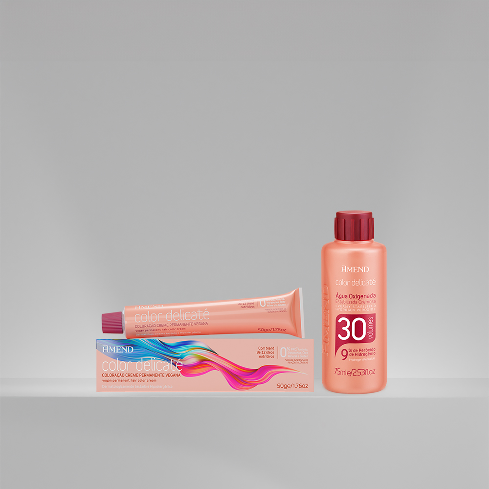kit color delicaté 7.43 louro médio acobreado dourado + OX 30